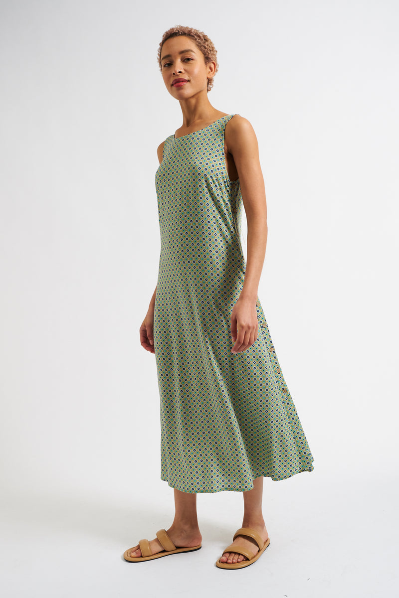Orinda Tangiers Print Sleeveless Midaxi Dress - Front