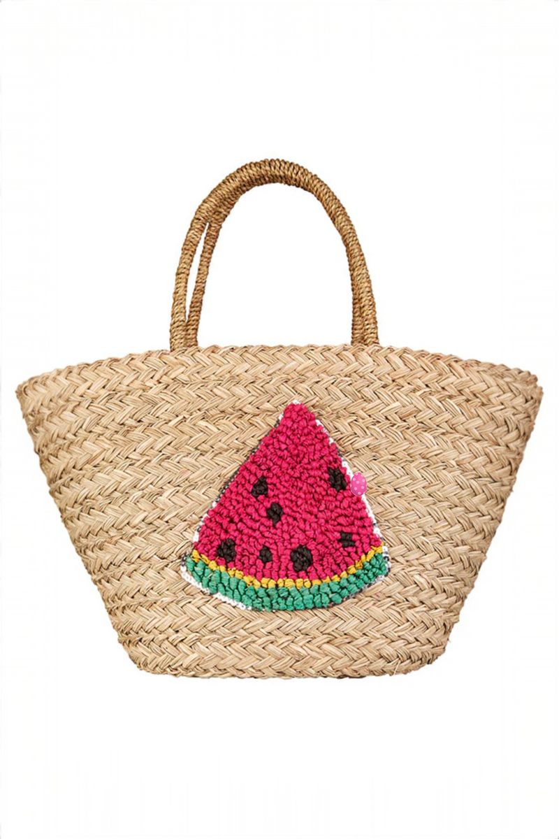 Louche Winnie Straw Bag With Watermelon - Front