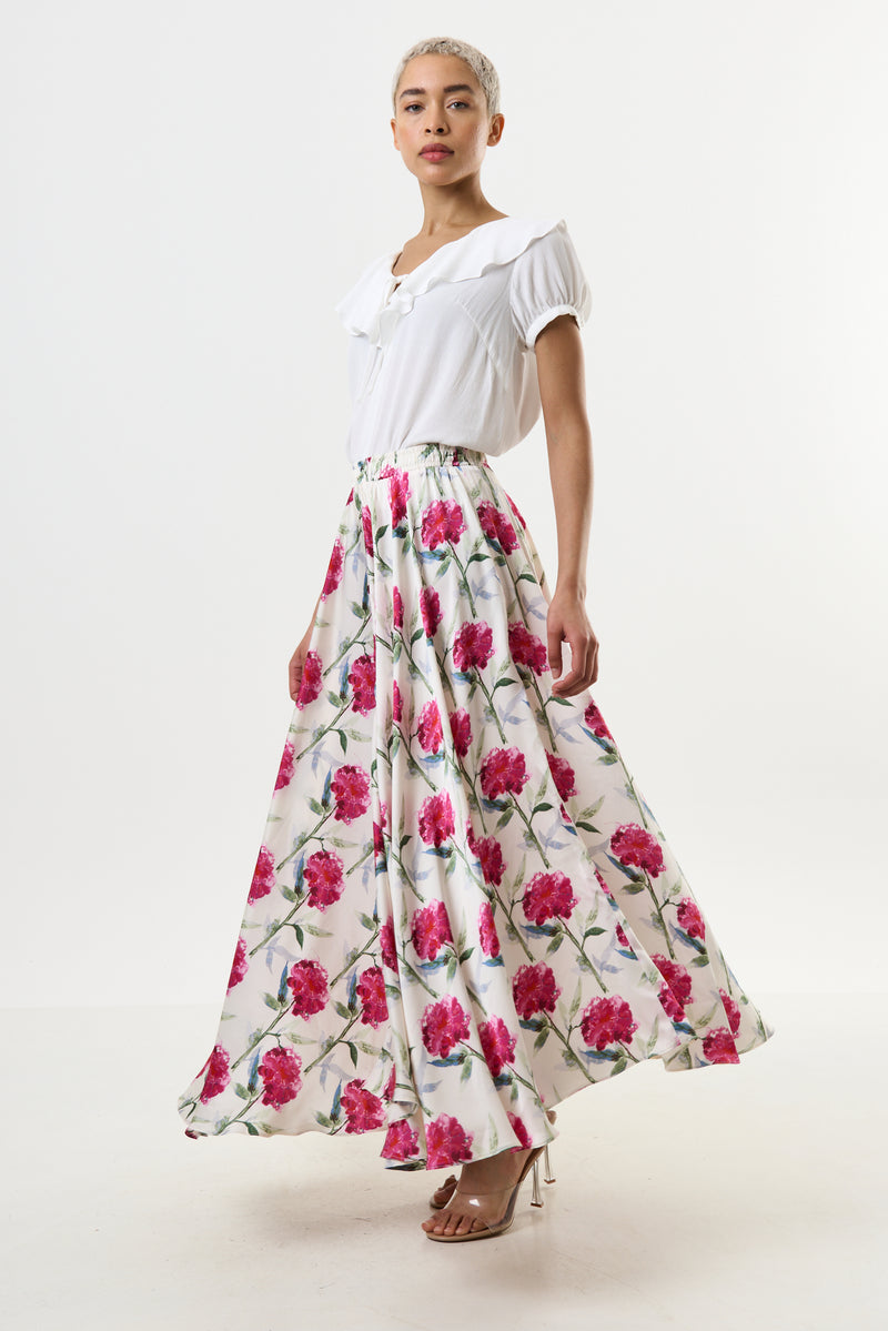 Agatha Loveflower Print Circle Midi Skirt - Front
