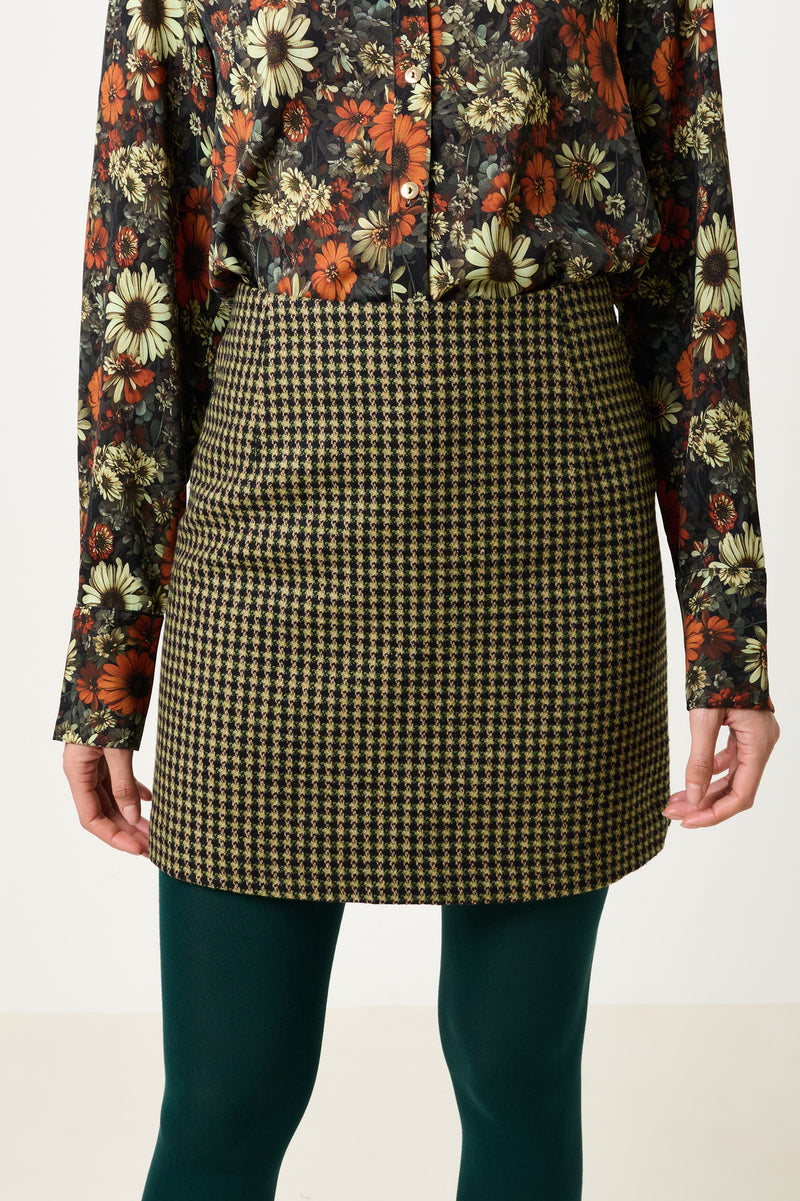 Aubin Burray A-Line Check Skirt - Fern - Front