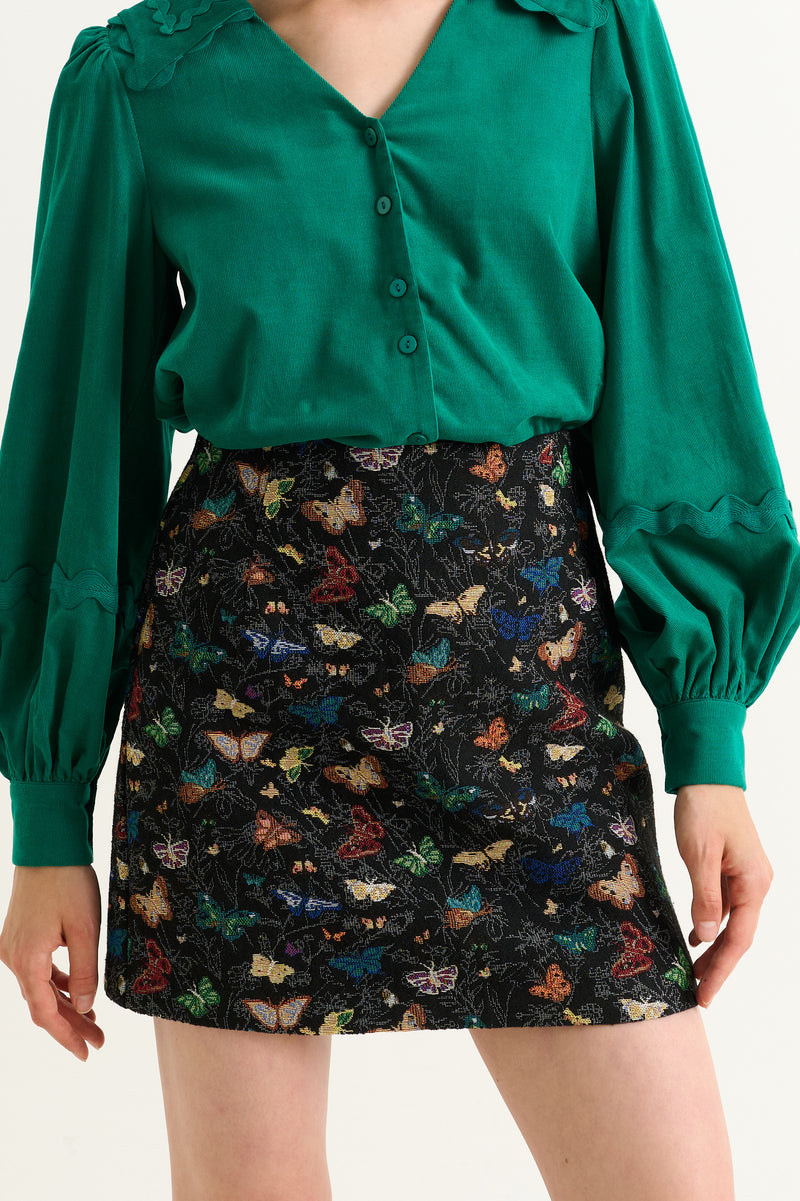 Aubin Butterfly Ball Jacquard Mini A-Line Skirt – Multicoloured - Front