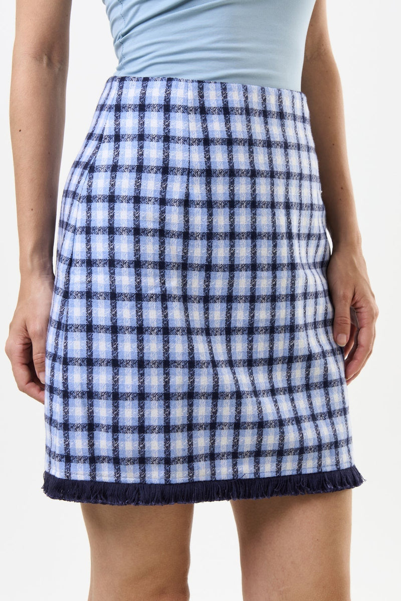 Aubin Spring Tweed A-Line Mini Skirt - Blue - Front