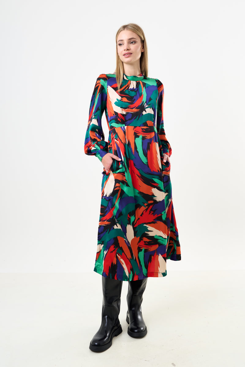 Avion Hofmann Print Long Sleeve Midi Dress - Front