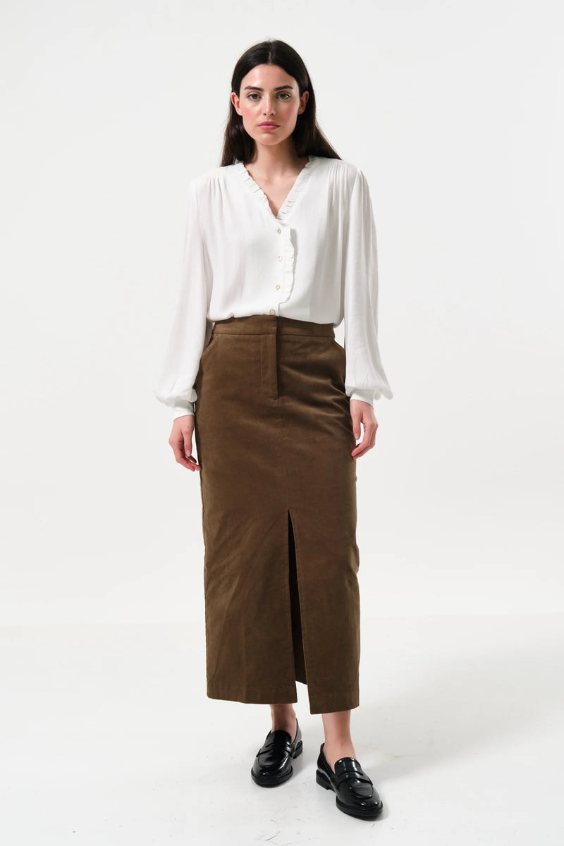 Balthazar Babycord Midi Pencil Skirt - Mole - Front