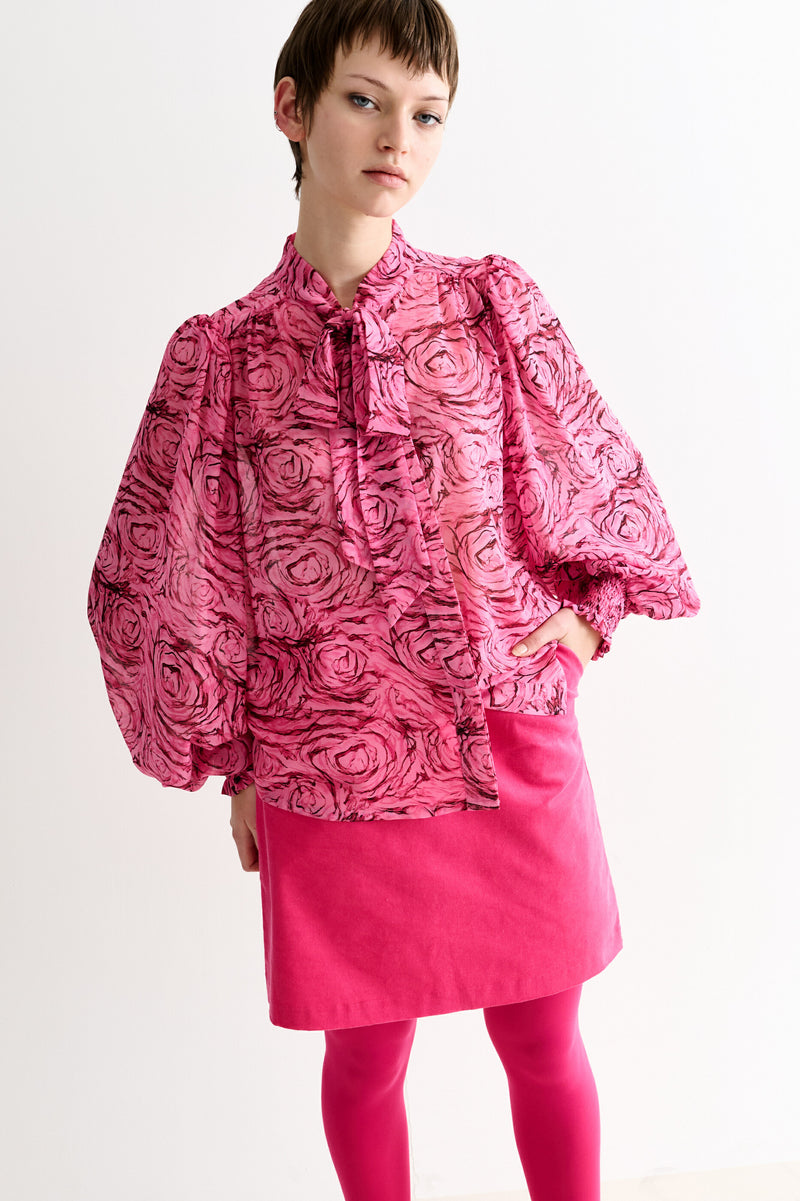 Boo Rosechild Tie Neck Blouse – Pink - Front