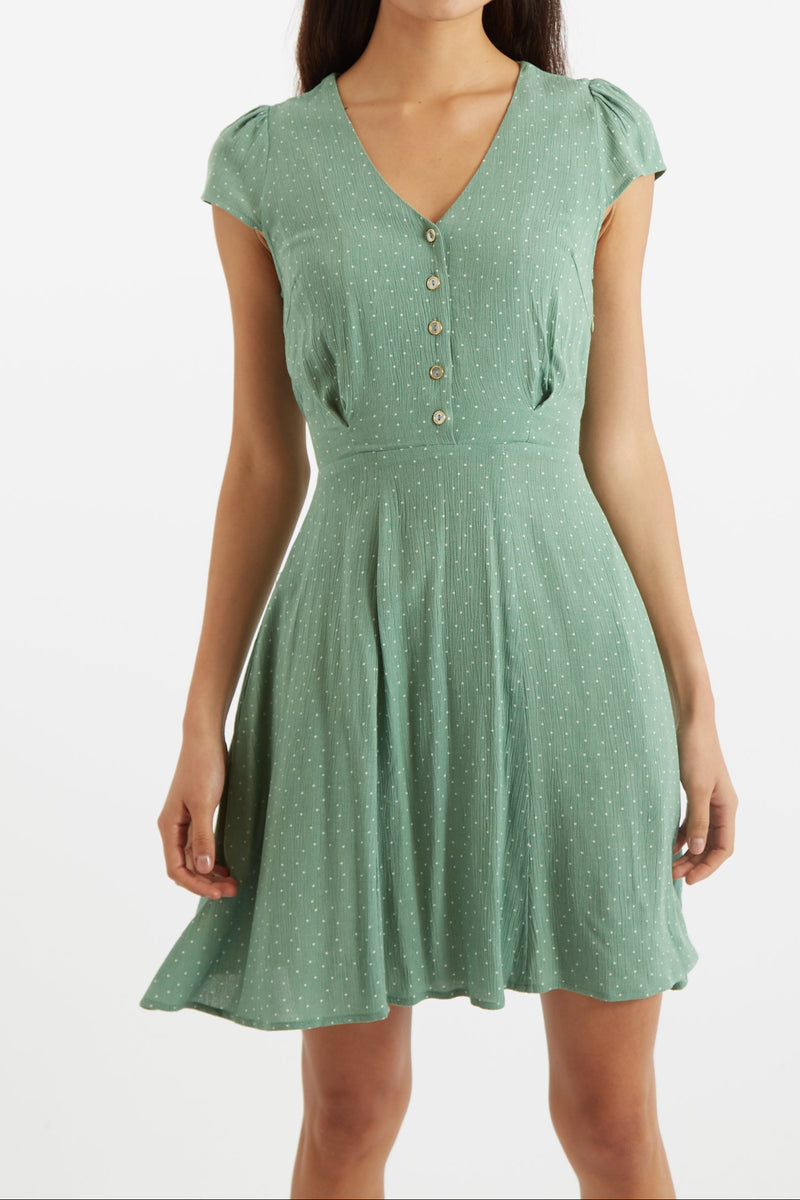 Cathleen Mini Petite Dot Tea Dress - Front