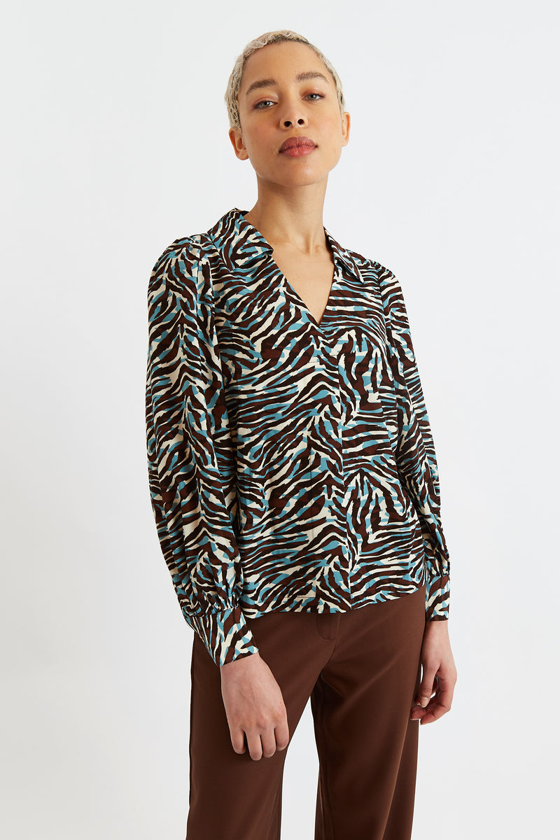 Debbi Roar Print Pop On Shirt - Front
