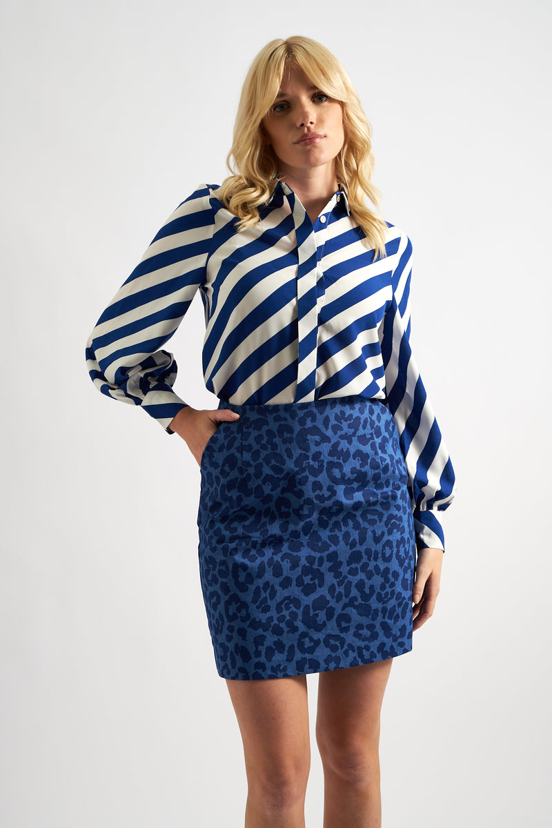 Dylan Animal Magic Mini Skirt - Blue - Front