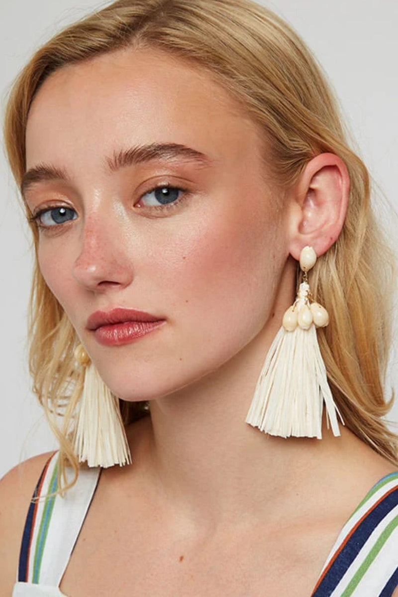Louche Diana Shell and Tassel Earring - Front