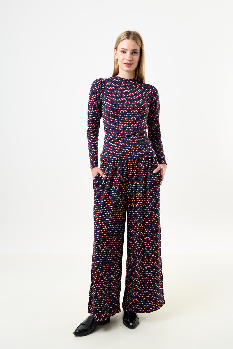 Foster Retro Dots Print Jersey Trouser - Back