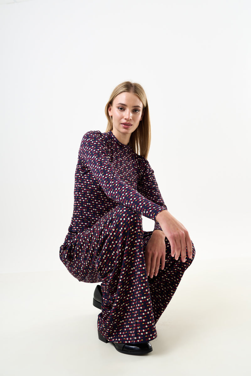 Foster Retro Dots Print Jersey Trouser - Front
