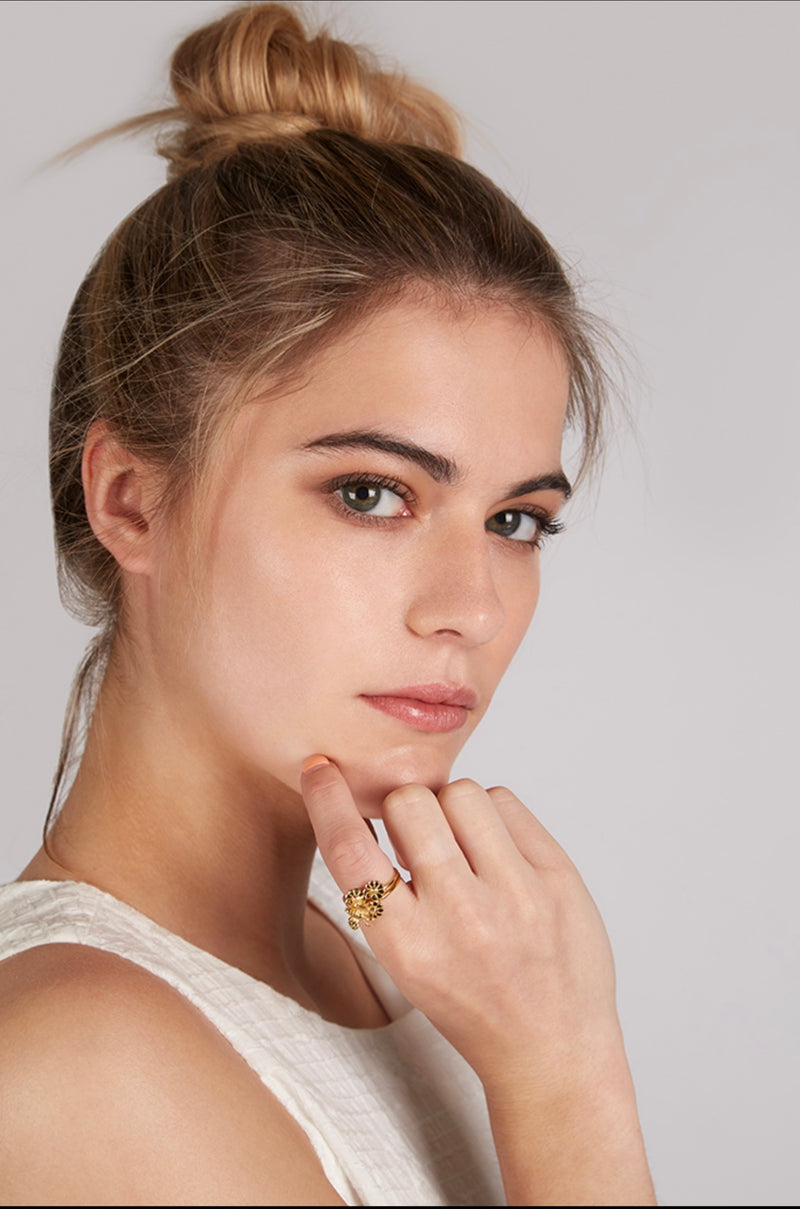 Liyla 18ct Gold Plated Butterfly & Flowers Ring - Front