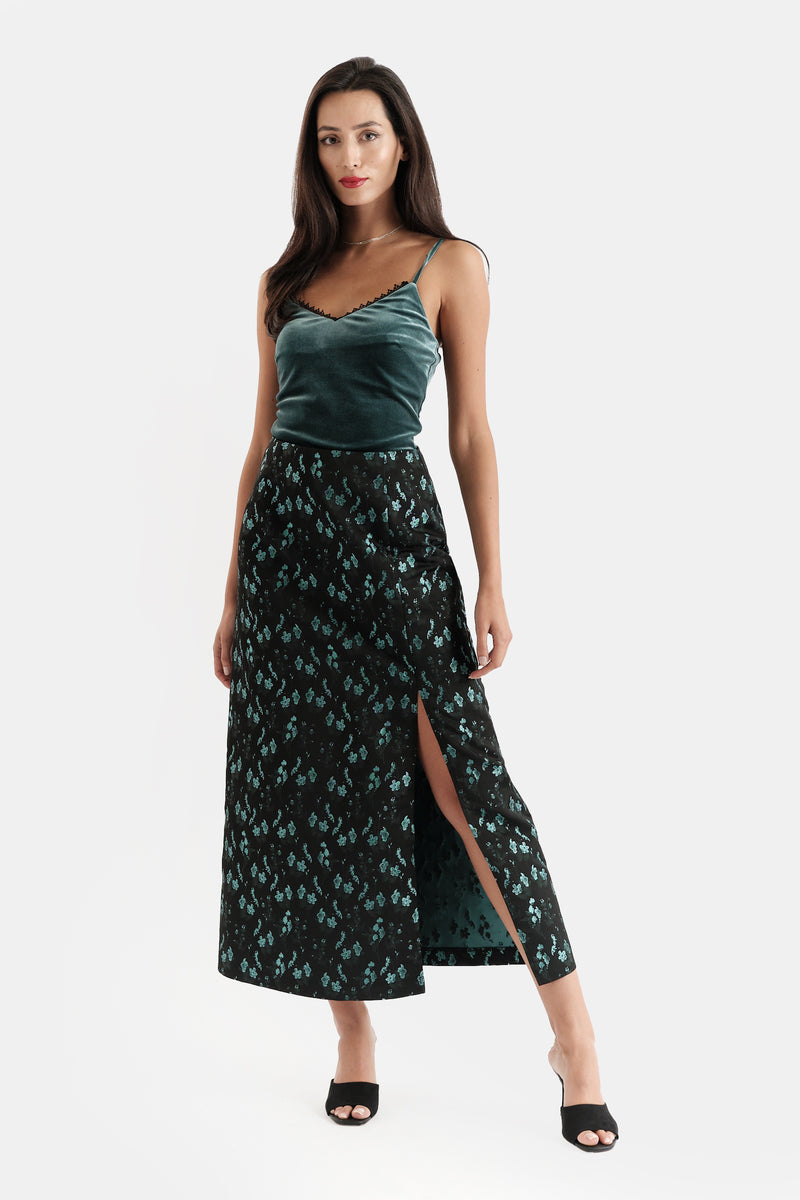 Jie Shanghai Brocade Maxi Skirt - Front