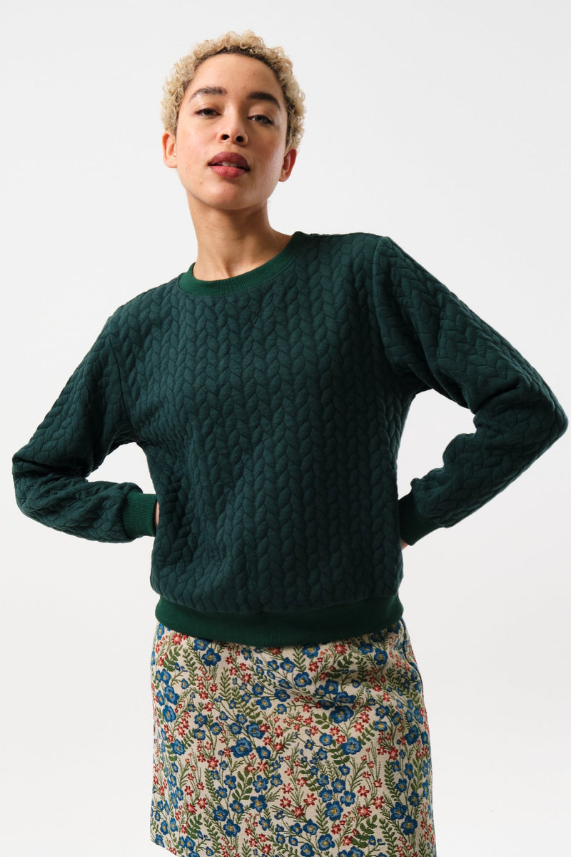 Jan Plait Quit Sweatshirt - Forest Green - Front