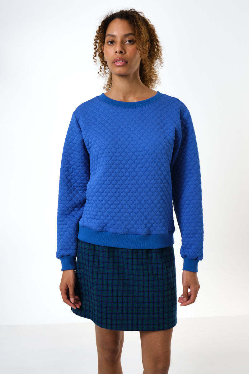 Jan Tile Quilted Sweatshirt - Blue - Front
