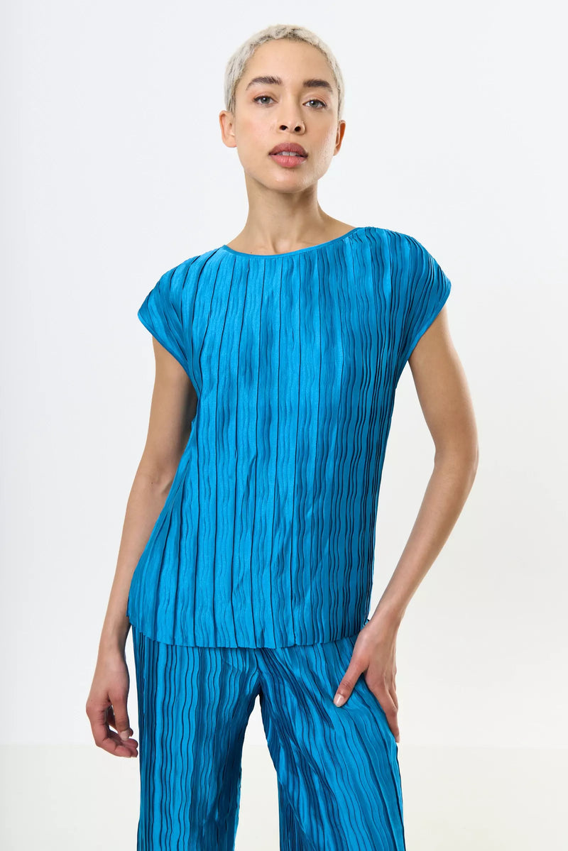 Korine Pleat Surprise Top - Petrol - Front
