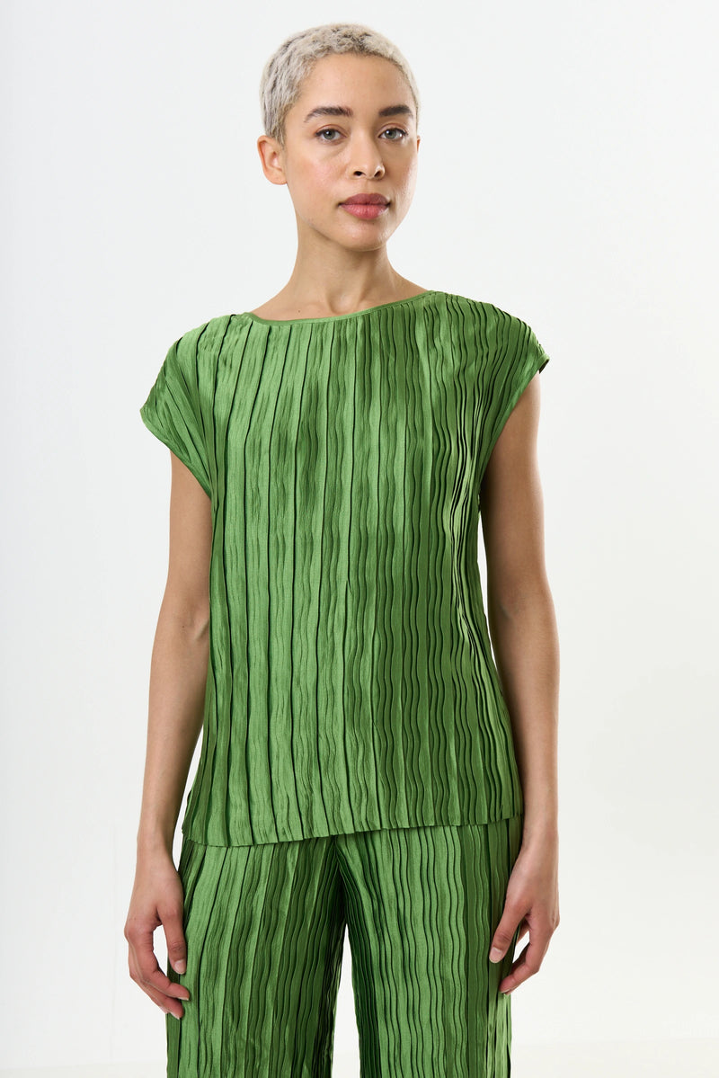 Korine Pleat Surprise Top - Fern - Front