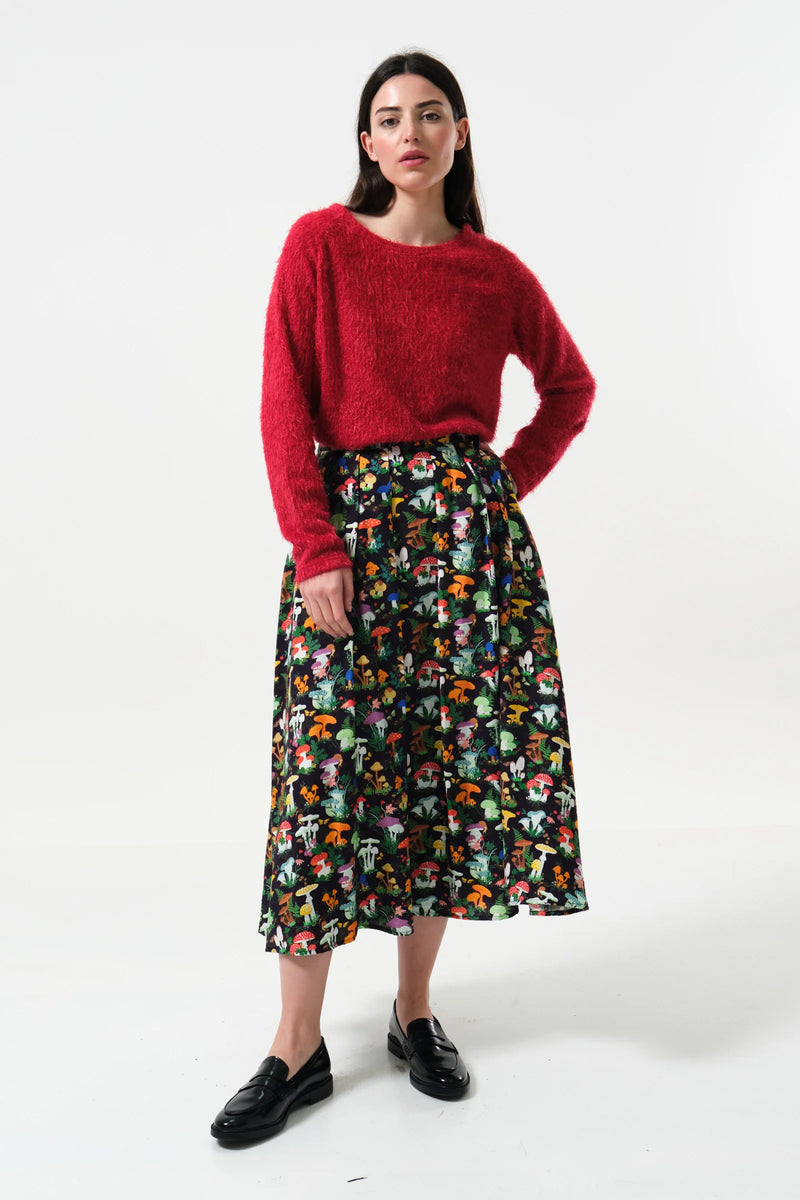 Lizea Toadstool Tales Print Midi Skirt - Front