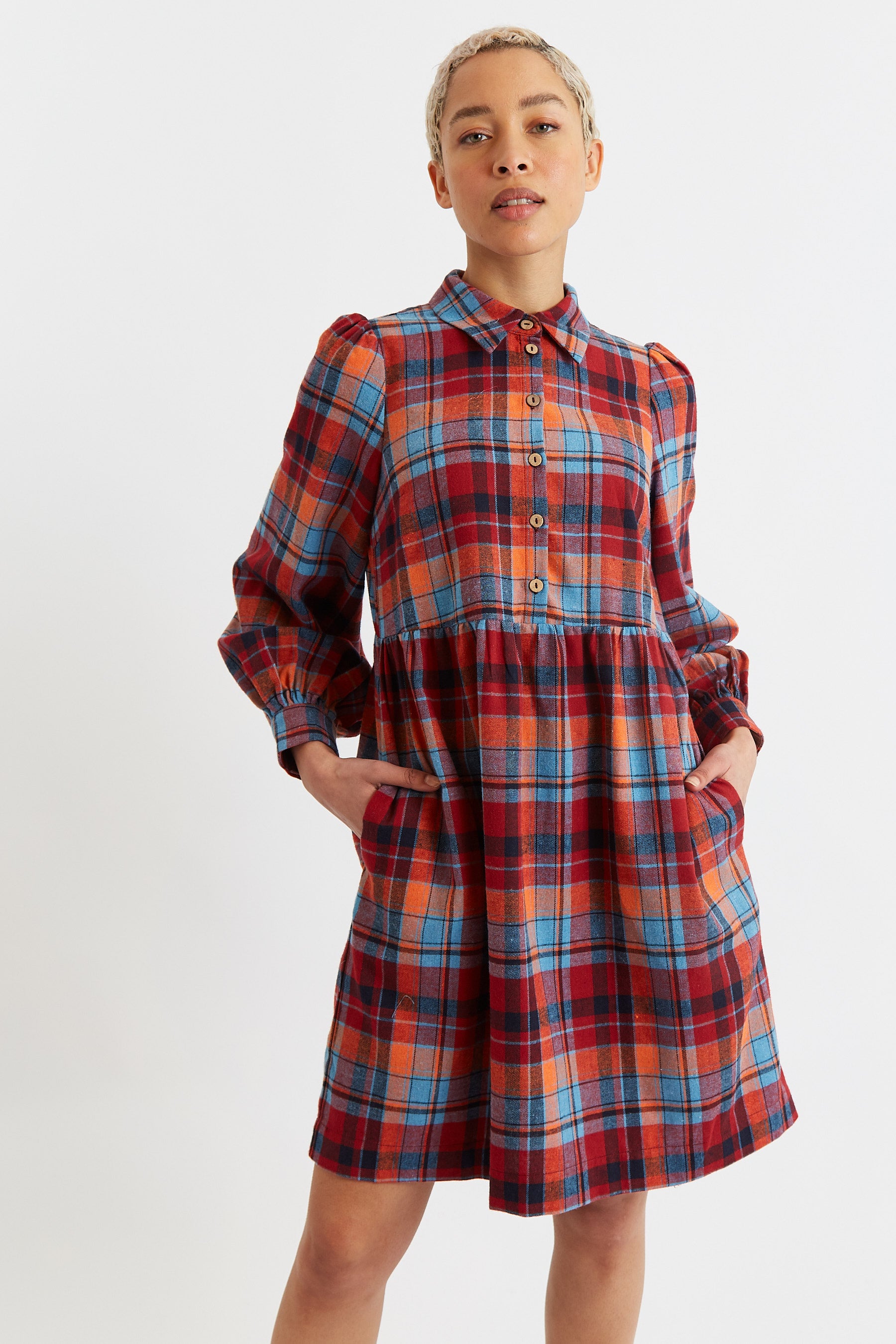 Melly New Tartan Throw On Mini Dress Louche