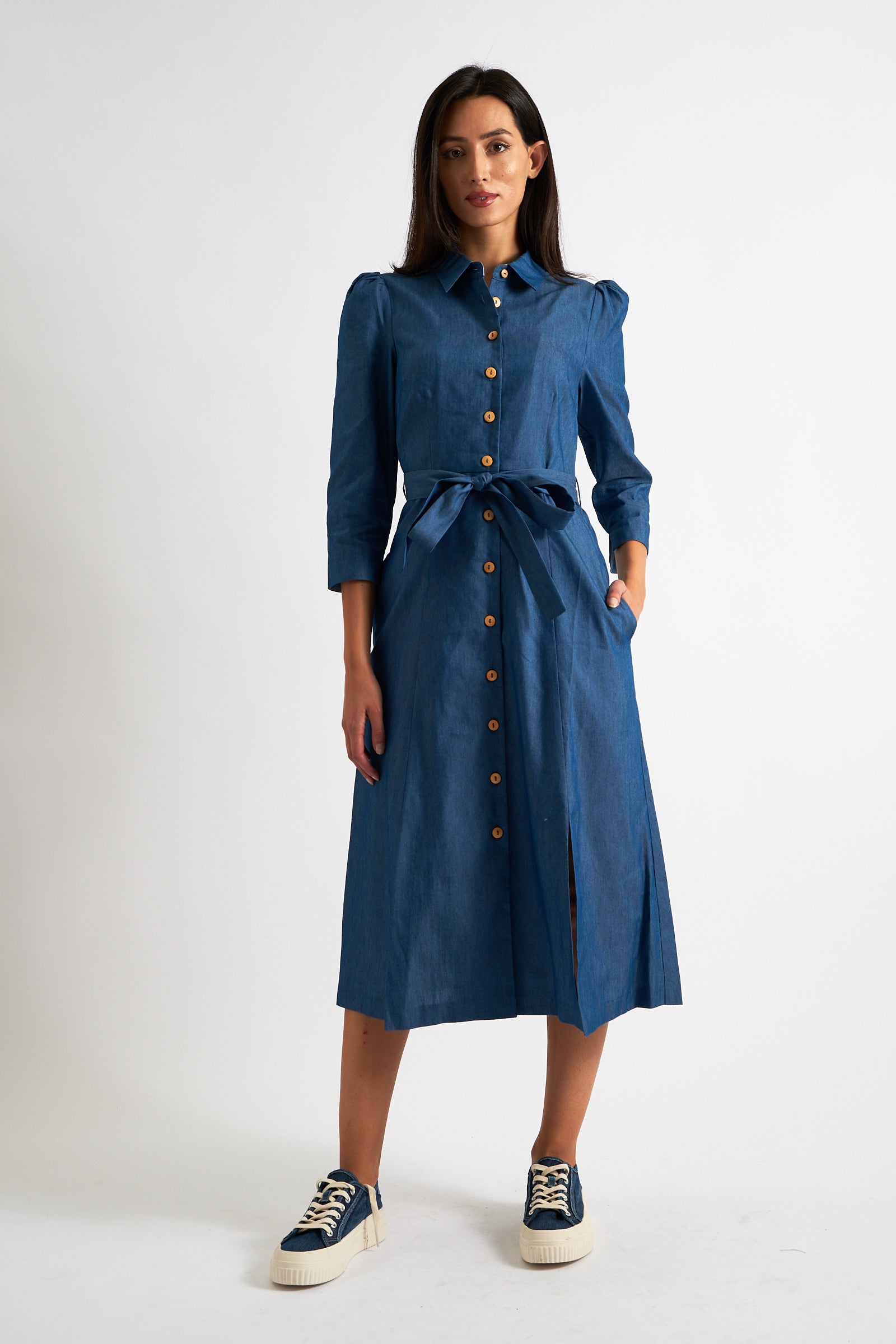 Long chambray dress clearance