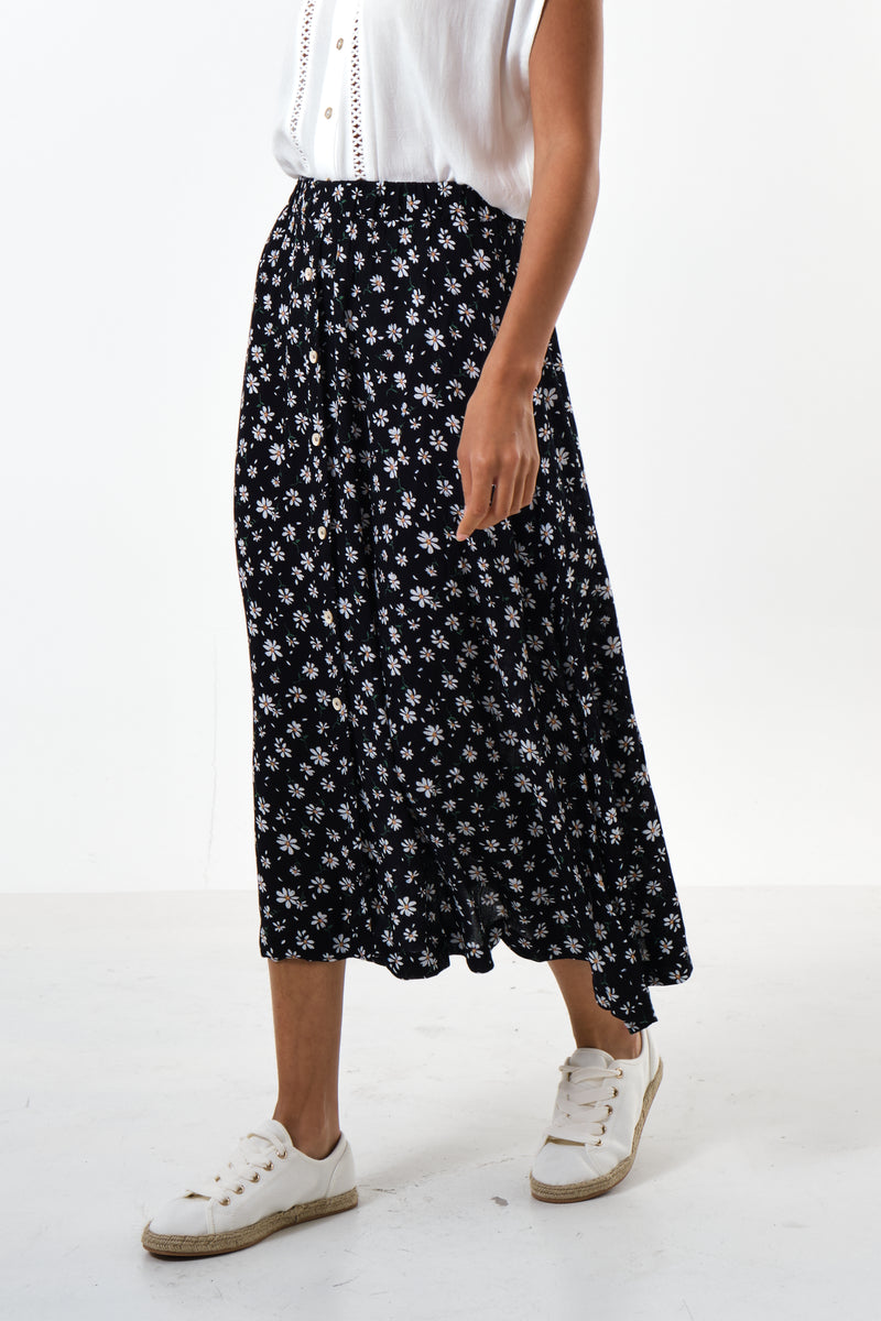 Nese Daisy Drop Print Midi Skirt - Front