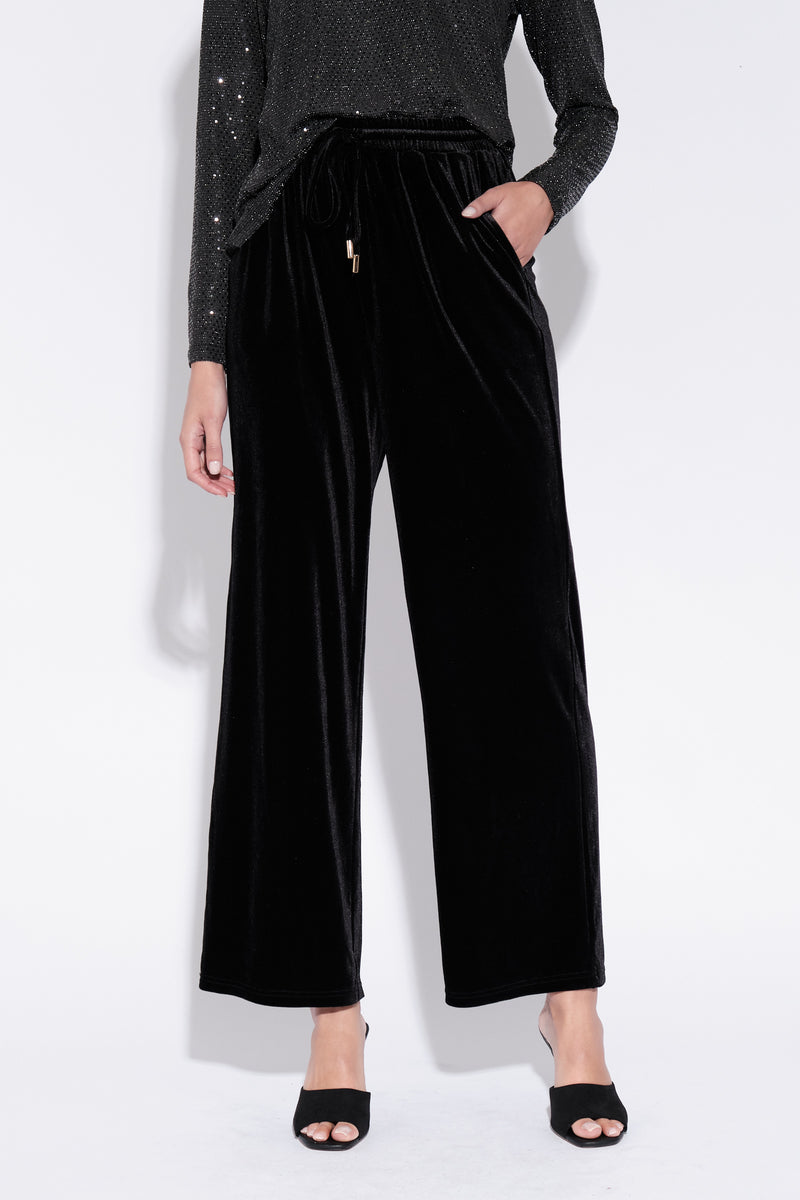 Nuccia Velvet Trousers in Black - Front