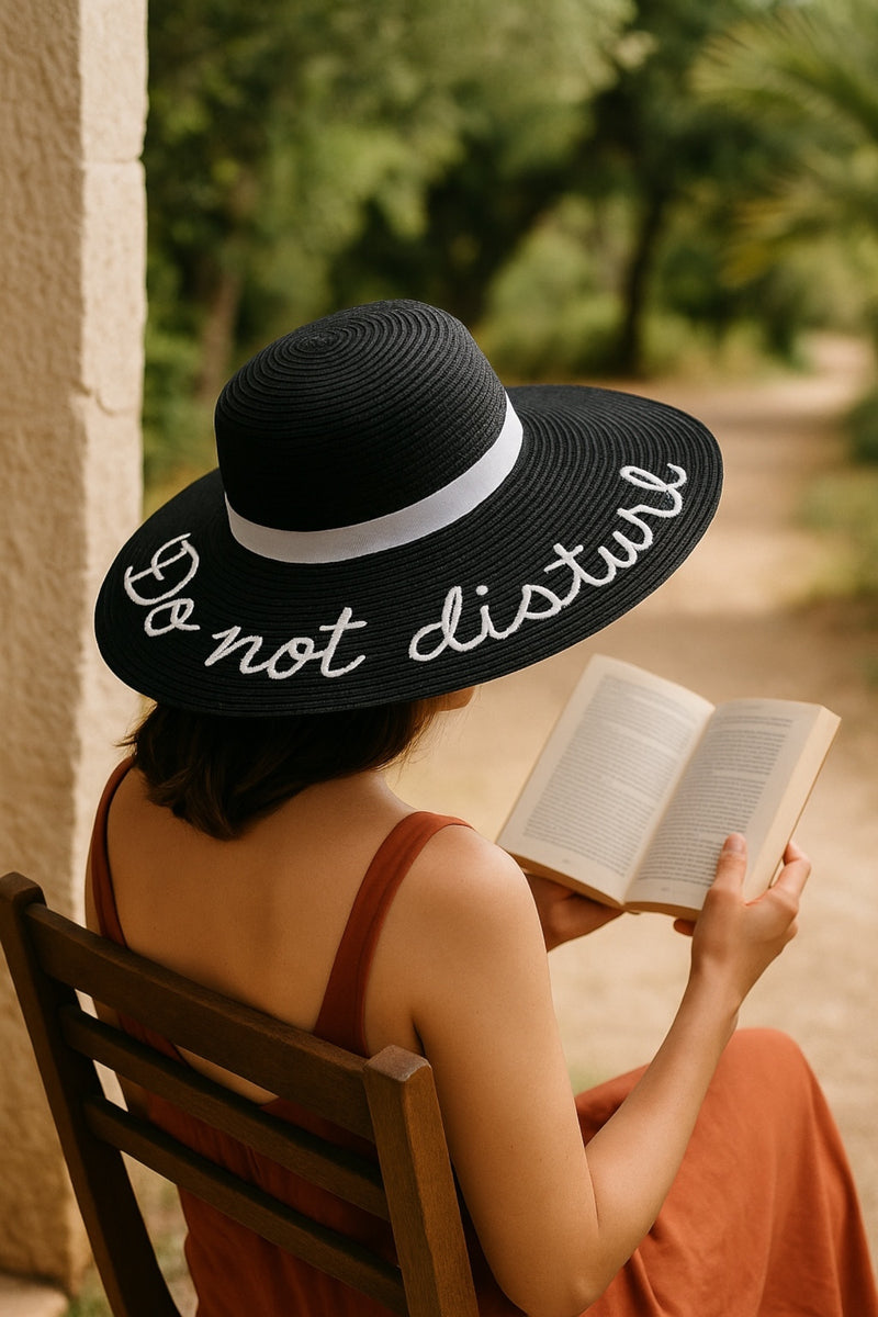 Do Not Disturb Embroidered Straw Hat - Front