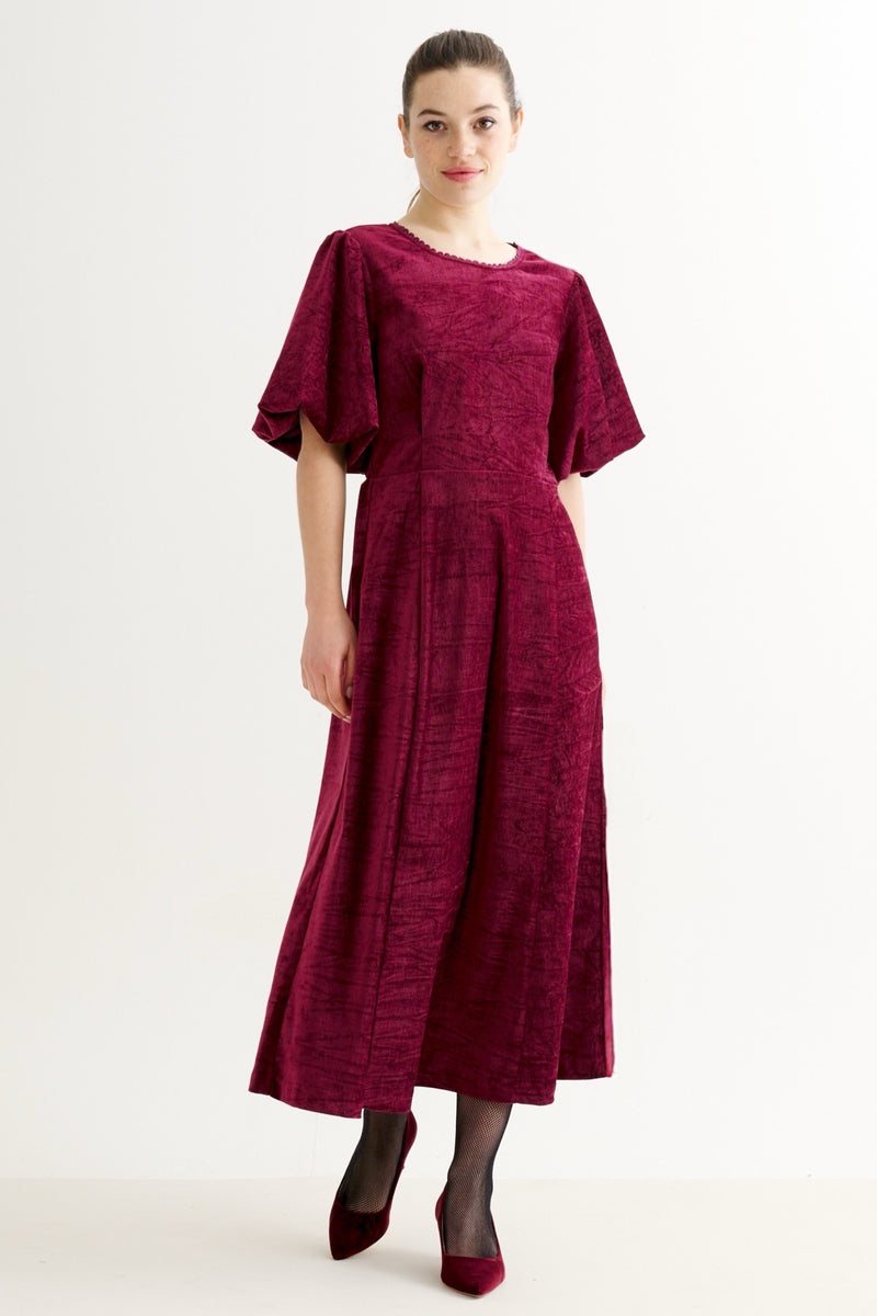 Philo Matte Velvet Dress - Wine