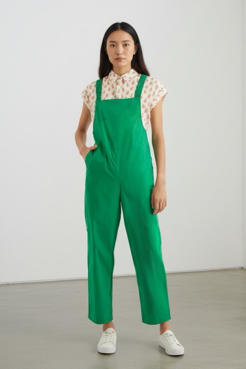 Tippie Green Cotton Dungarees - Front