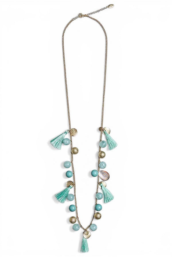 Louche Laura Tassel And Bead Necklace - Gold - Front