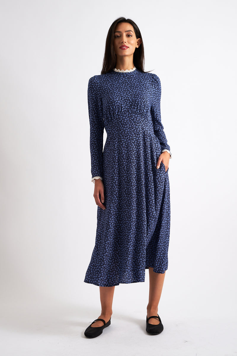 Timothea Daisy Time Lace Trimmed Midi Dress - Front