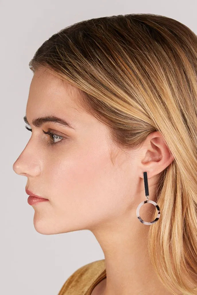 Alexa Tortoiseshell Drop Earrings - Front