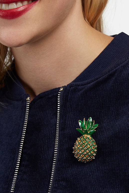 Ishma Pineapple Brooch Yellow - Front