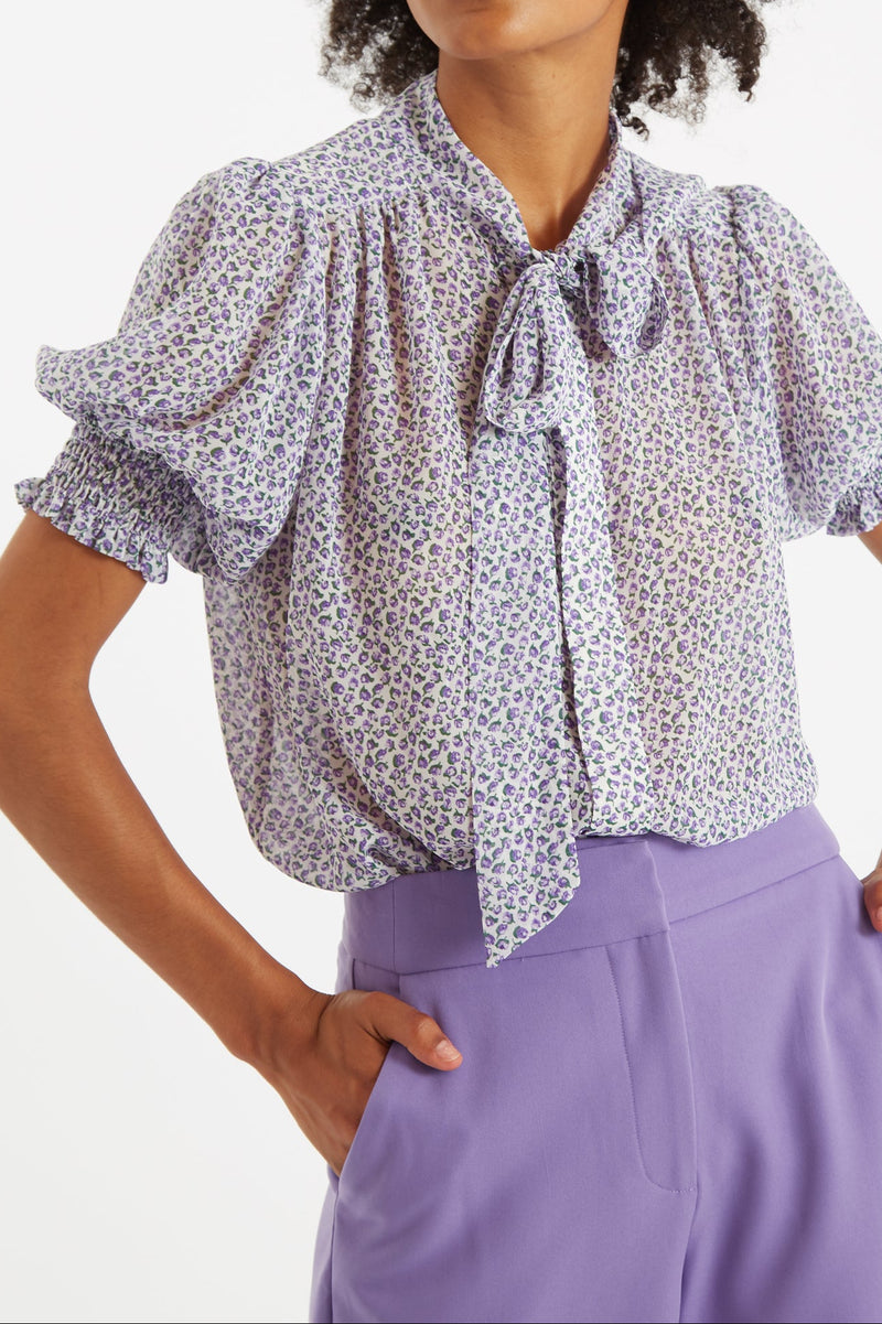 Belia Rosetta Tie Neck Blouse - Front