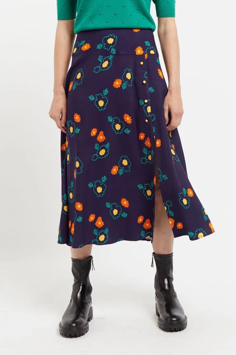 Louche Barney Clarice Floral Print Midi Skirt - Front
