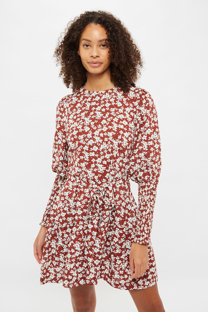 Louche Daphne Pretty Woman Print Statement Sleeve Mini Dress - Front