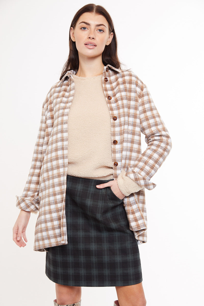 Louche Meriam Check Shacket Beige - Front