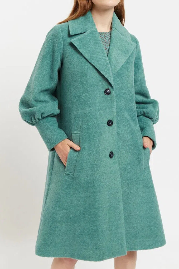 Louche Mischa Statement Sleeve Coat Green - Front