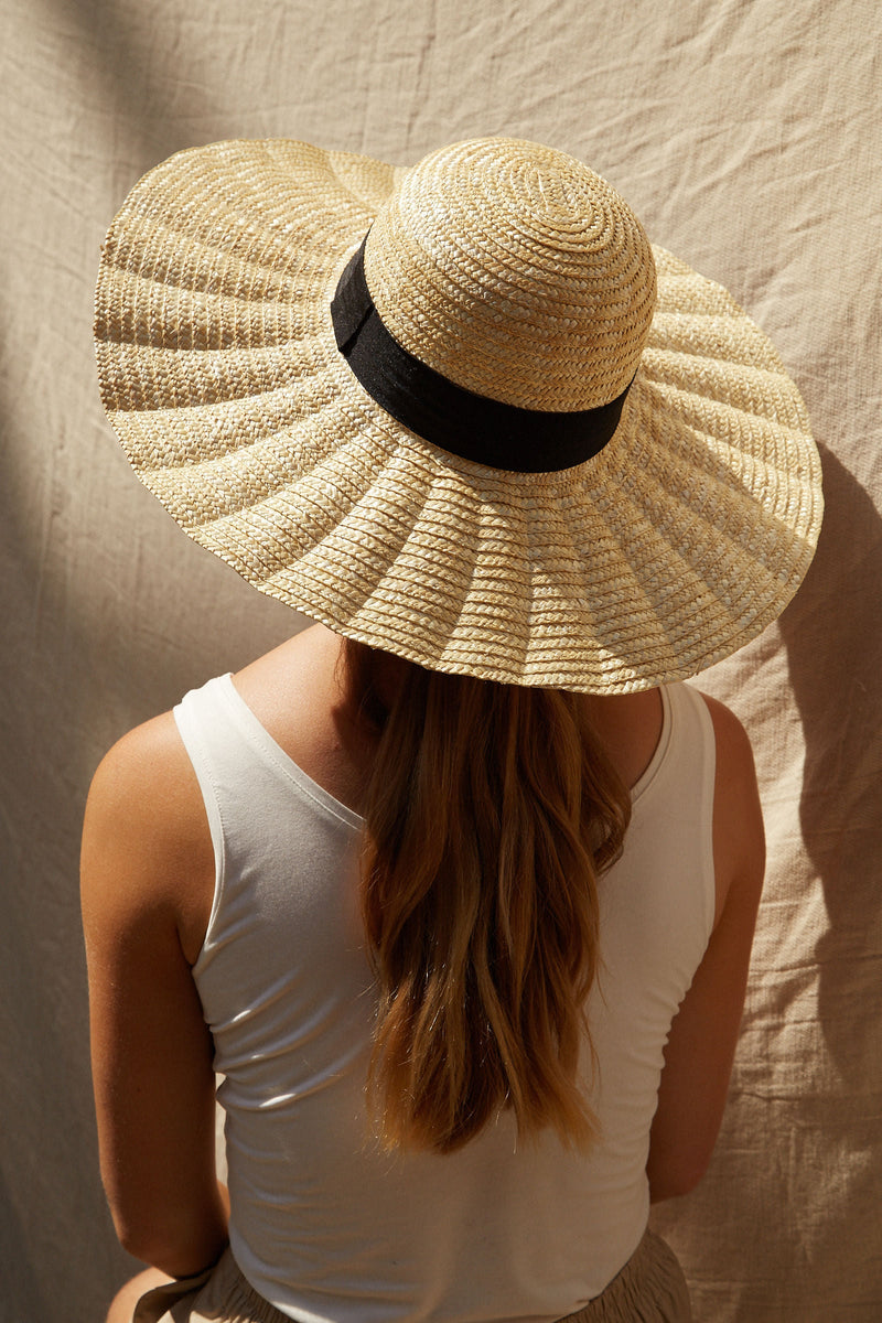 Louche Wave Wide Brimmed Straw Hat - Front