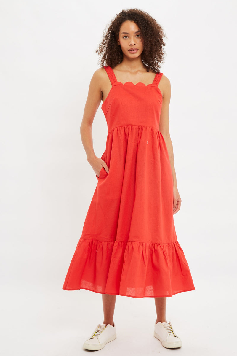 Louche Zora Scalloped Detailed Midi Sundress - Front
