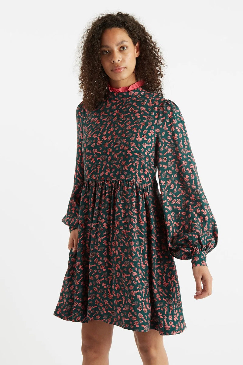 Louche Zura Mushroom Magic Print Long Sleeve Mini Dress - Front