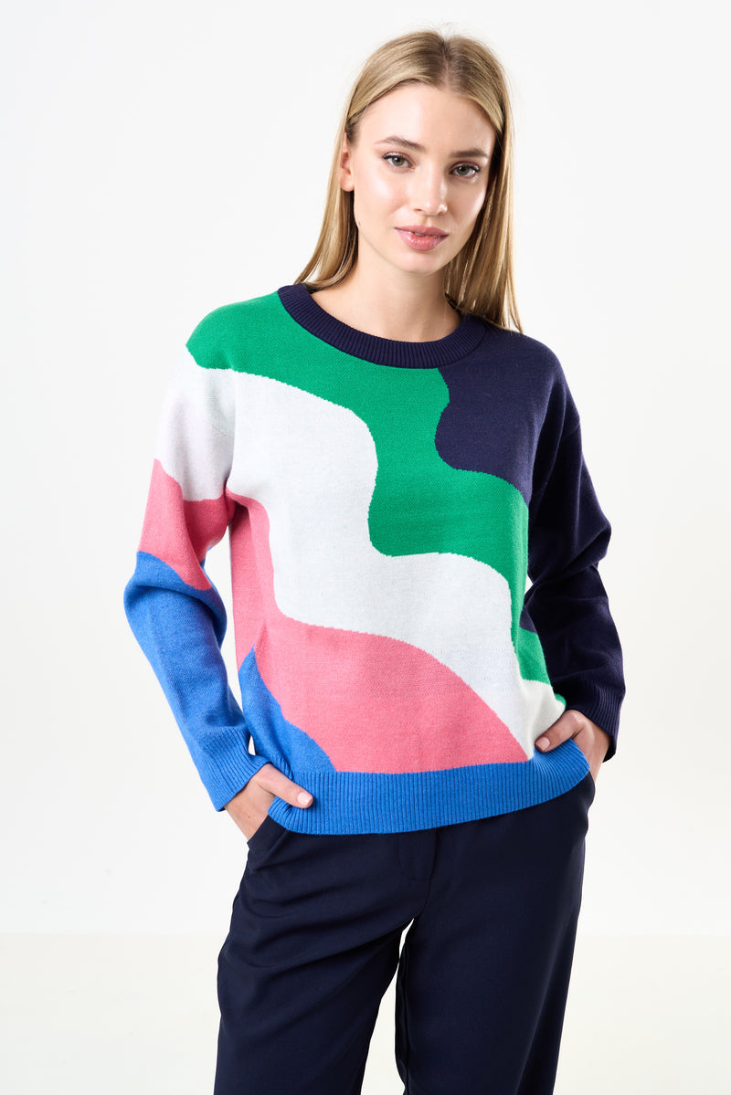 Abra Squiggle Engineered Jacquard Jumper - Front