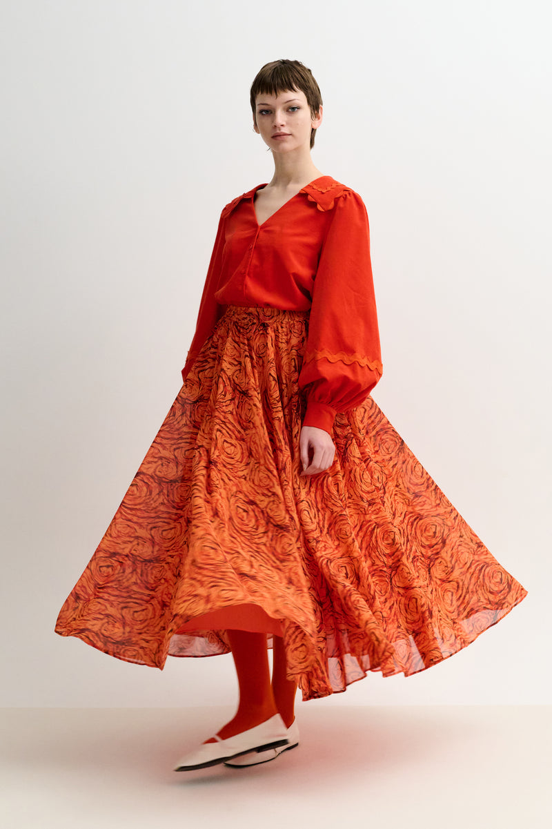 Agatha Rosechild Full Circle Midi Skirt – Apricot - Front