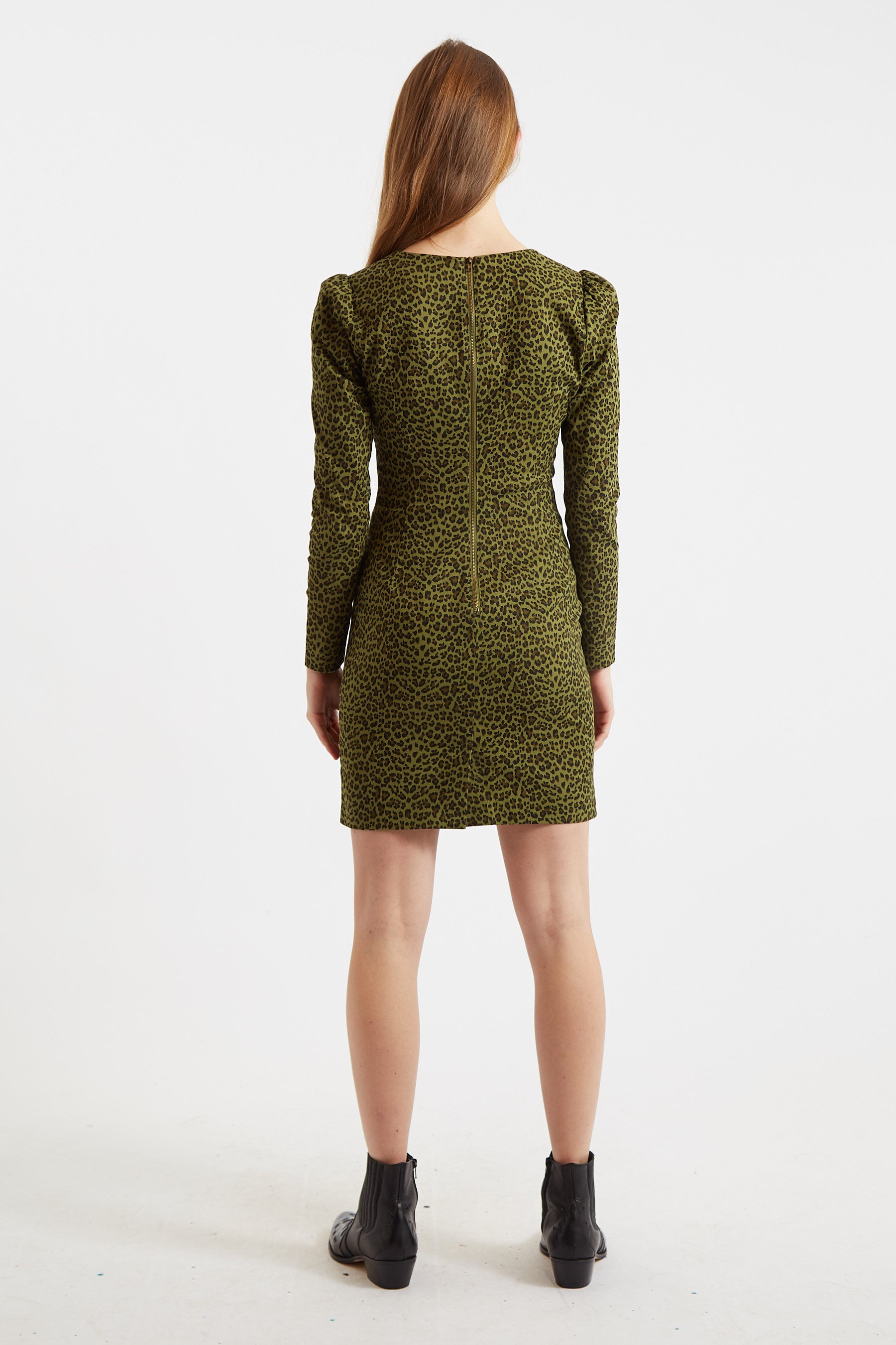 Anala Animal Print Square Neck Mini Dress Louche