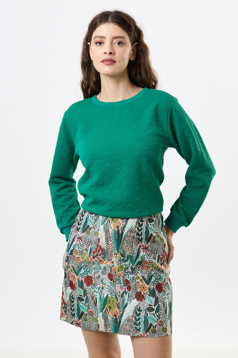 Aubin Jungle Jacquard A-line Mini Skirt - Green - Front