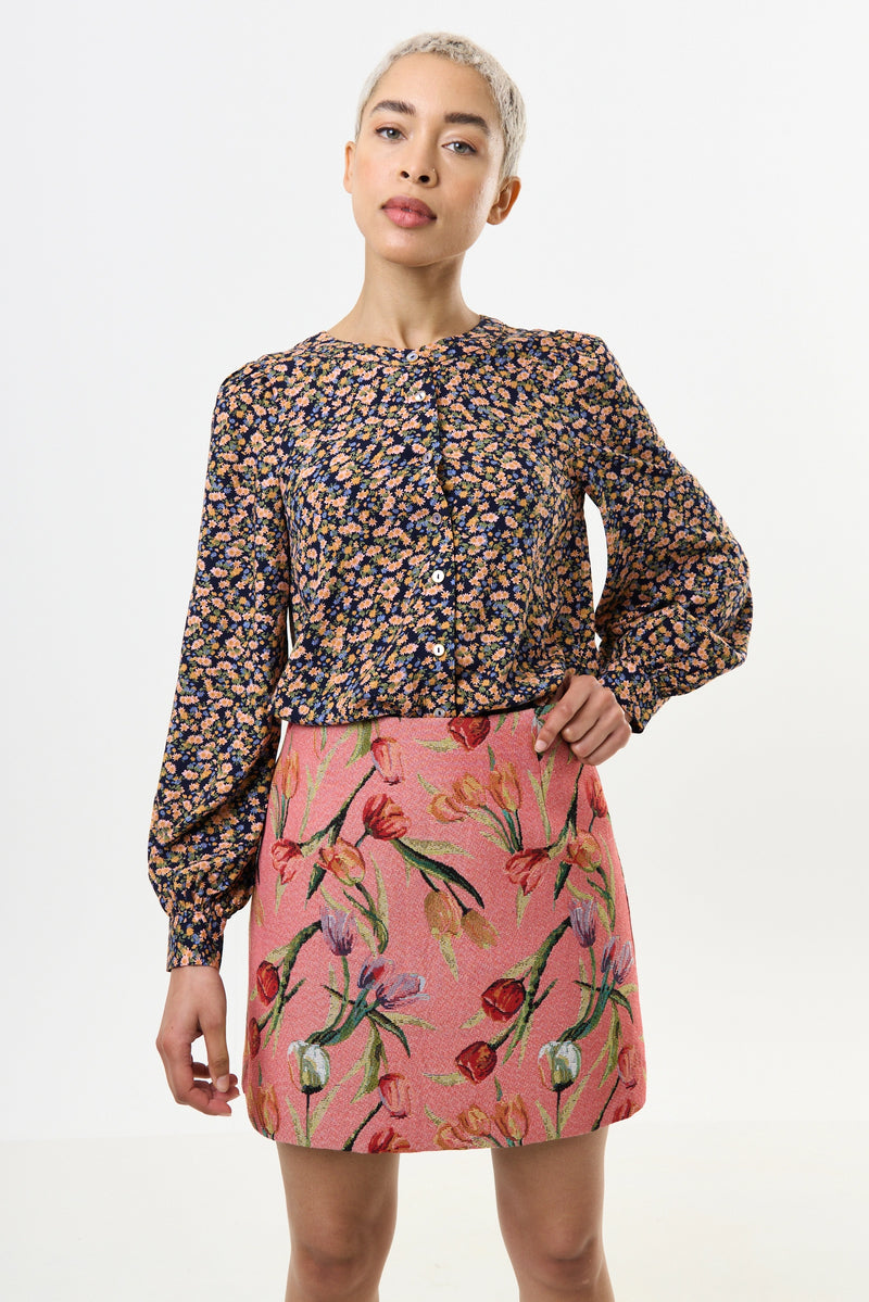 Aubin Tulip Jacquard A-line Mini Skirt - Pink - Front