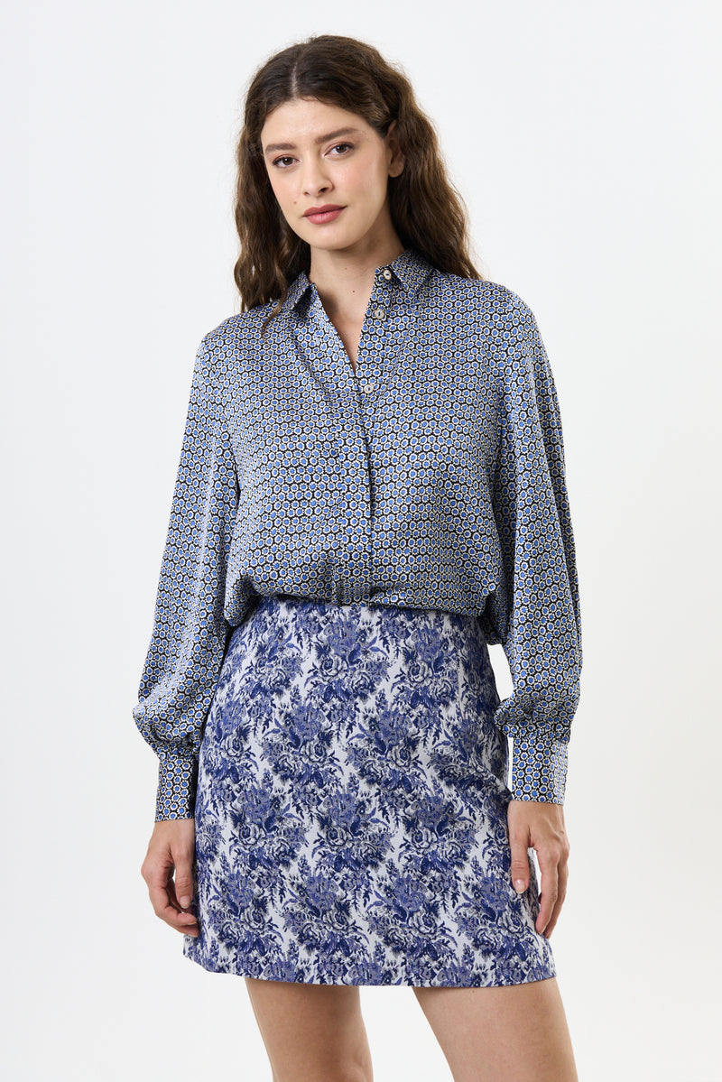 Aubin Wedgewood Jacquard A-Line Mini Skirt - Front