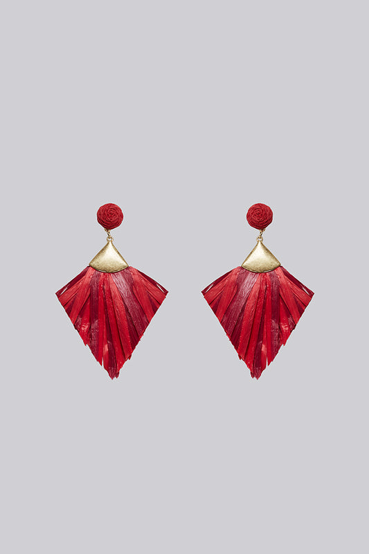 Anjou Raffia Statement Red Earrings