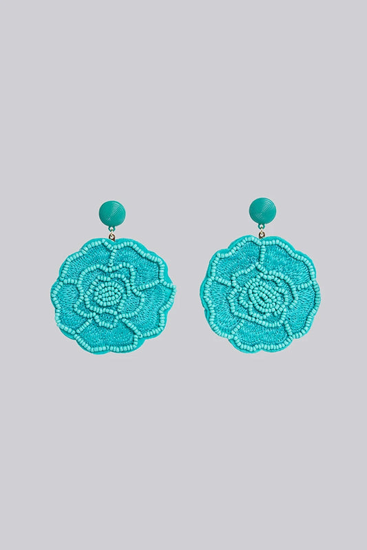 Aquila Flower Beaded Earrings in Turquoise