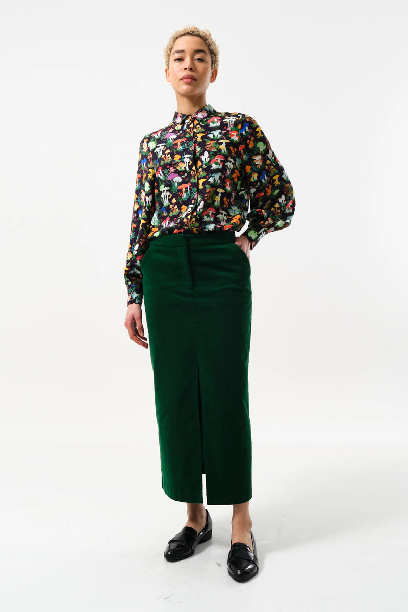 Balthazar Babycord Midi Pencil Skirt - Green - Front